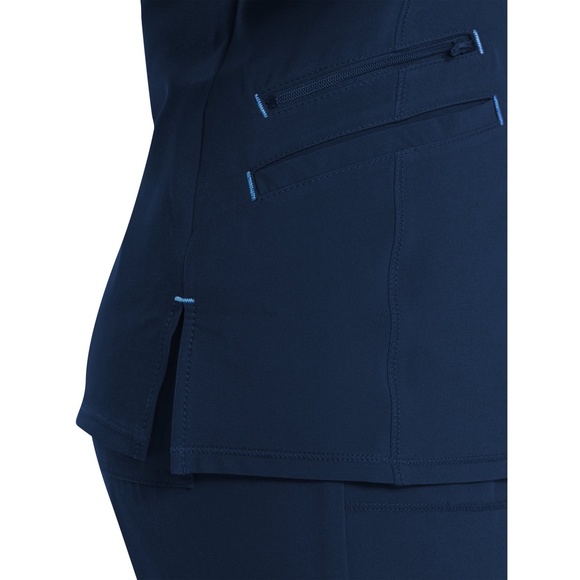 Scrubstar Women's Fashion Premium Performance Mock Wrap Indigo Scrub Top M - Picture 5 of 9